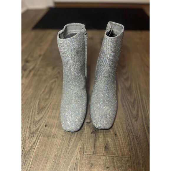 Sugar Element Women's Heeled Ankle Boots Pewter Sparkle Fabric US Size 6 Medium - Picture 3 of 12
